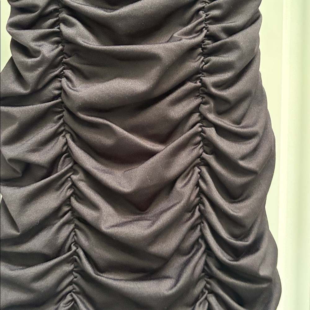 Gathered Rouched Satin Mini Bodycon Dress - Picture 4 of 6